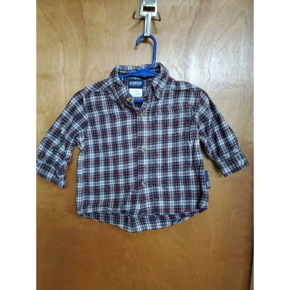 Boy's Oshkosh 18 month plaid button up long sleeve shirt